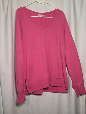 Z Supply Pink V-Neck Pullover Sweatshirt